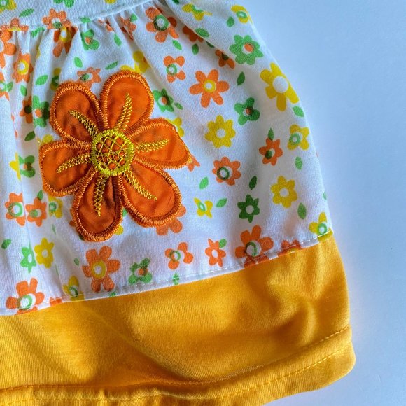 White with Allover Orange Green Yellow Floral Print Sleeveless Top Size 2 - Picture 5 of 8